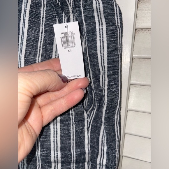 NWT Old Navy High Waised Wide Leg Linen Blend Pants XXL Striped Beachy Pull-On - Picture 5 of 6